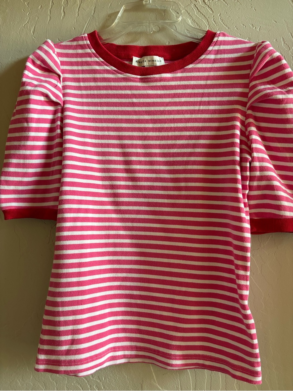 Rebecca Minkoff Pink and White Striped Short Sleeve Kids Top
